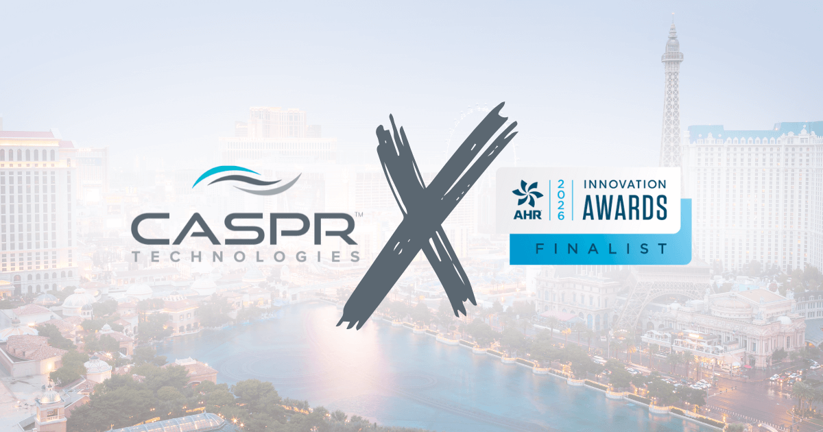 CASPR Logo with the AHR 2026 Innovation Awards Finalist Logo over the Las Vegas Skyline